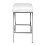 Artiss Set of 2 PU Leather Backless Bar Stools - White and Chrome