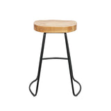 Artiss Set of 4 Elm Wood Backless Bar Stools 65cm - Black and Light Natural