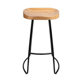 Artiss Set of 2 Elm Wood Backless Bar Stools 75cm - Black and Light Natural