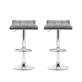 Artiss Set of 2 Fabric Bar Stools Swivel Bar Stools- Grey Chrome