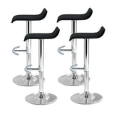 Artiss Set of 4 PU Leather Wave Style Bar Stools - Black