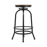 Artiss Bar Stool Industrial Round Seat Wood Metal - Black and Brown