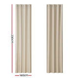 Artiss 2X Blockout Curtains Blackout Window Curtain Eyelet 140x230cm Beige