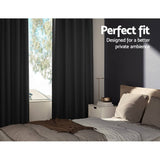 Artiss 2X Blockout Curtains Blackout Window Curtain Eyelet 140x230cm Black