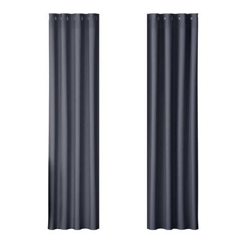 Artiss 2X Blockout Curtains Blackout Window Curtain Eyelet 140x230cm Charcoal