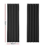 Artiss 2X Blockout Curtains Blackout Window Curtain Eyelet 180x213cm Black