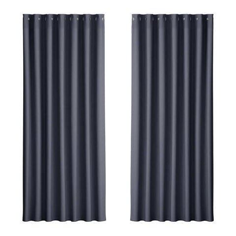 Artiss 2X Blockout Curtains Blackout Window Curtain Eyelet 240x230cm Charcoal