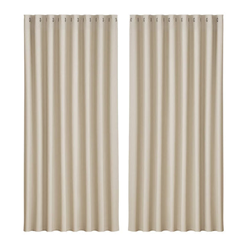 Artiss 2X Blockout Curtains Blackout Window Curtain Eyelet 300x230cm Beige