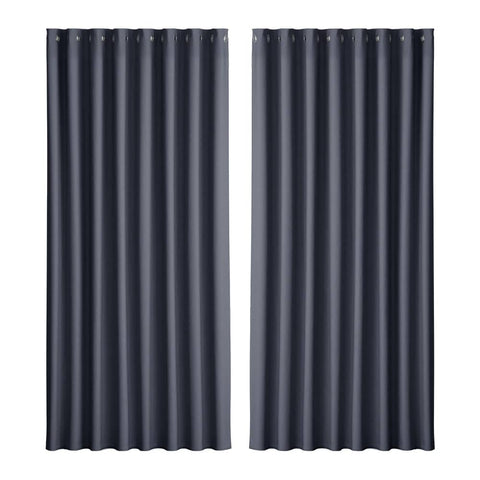 Artiss 2X Blockout Curtains Blackout Window Curtain Eyelet 300x230cm Charcoal