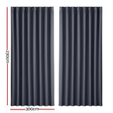 Artiss 2X Blockout Curtains Blackout Window Curtain Eyelet 300x230cm Charcoal