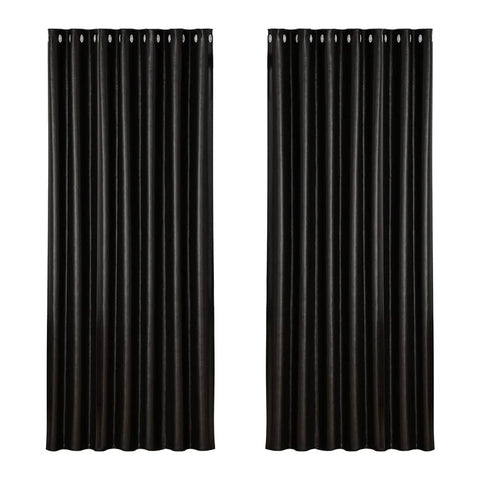 Artiss 2X Blockout Curtains Blackout Window Curtain Eyelet 240x230cm Black