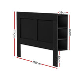 Artiss Bed Frame Double Size Bed Head with Shelves Headboard Bedhead Base Black