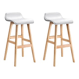 Artiss Set of 2 PU Leather Wood Wave Style Bar Stool - White