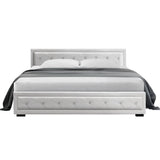 Artiss Bed Frame King Size Gas Lift Base With Storage White Leather Tiyo Collection