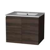 Cefito Bathroom Vanity Unit Ceramic Basin Cabinet Wall Mounted Storage 600mm Walnut