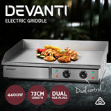 Devanti Commercial Electric Griddle BBQ Grill Hot Plate Stainless Steel 4400W