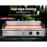 Devanti Commercial Electric Griddle BBQ Grill Hot Plate Stainless Steel 4400W