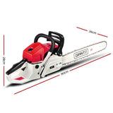 Giantz 62CC Commercial Petrol Chainsaw - Red & White