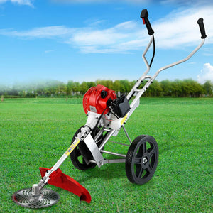 Giantz 62cc Petrol Brush Cutter Whipper Saw Trimmer 2 Stroke 3-in-1 Wheel