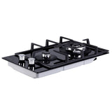 Devanti Gas Cooktop 30cm Gas Stove Cooker 2 Burner Cook Top Konbs NG LPG Black