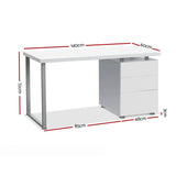 Artiss Metal Desk with 3 Drawers - White