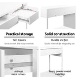 Artiss Metal Desk with 2 Drawers - White