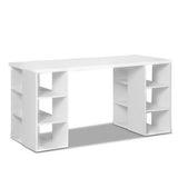 Artiss 3 Level Desk with Storage & Bookshelf - White