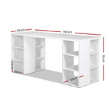 Artiss 3 Level Desk with Storage & Bookshelf - White