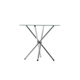 Artiss Round Dining Table 4 Seater 90cm Tempered Glass Clear Chrome Steel Legs Cross Cafe Kitchen Tables