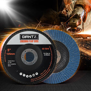 Giantz 20 PCS Zirconia Sanding Flap Disc 5’’ 125mm 40Grit Angle Grinding Wheel