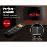 Devanti 2000W Wall Mounted Electric Fireplace Fire Log Wood Heater Realistic Flame