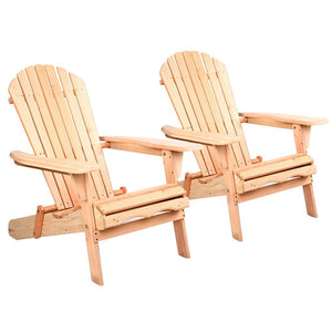 Gardeon Set of 2 Patio Furniture Outdoor Chairs Beach Chair Wooden Adirondack Garden Lounge