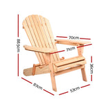 Gardeon Set of 2 Patio Furniture Outdoor Chairs Beach Chair Wooden Adirondack Garden Lounge