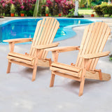 Gardeon Set of 2 Patio Furniture Outdoor Chairs Beach Chair Wooden Adirondack Garden Lounge