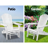 Gardeon Adirondack Beach Chair with Ottoman - White