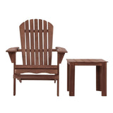 Gardeon 3PC Outdoor Setting Beach Chairs Table Wooden Adirondack Lounge Garden