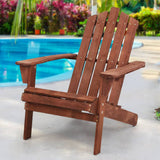 Gardeon Outdoor Sun Lounge Beach Chairs Table Setting Wooden Adirondack Patio Brown Chair