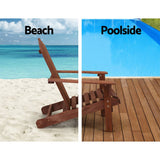 Gardeon Outdoor Sun Lounge Beach Chairs Table Setting Wooden Adirondack Patio Brown Chair