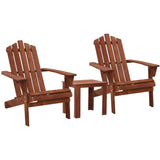 Gardeon Outdoor Sun Lounge Beach Chairs Table Setting Wooden Adirondack Patio Chair Brown