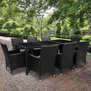 Gardeon 9 Piece Outdoor Dining Set - Black