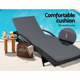 Gardeon Set of 2 Outdoor Sun Lounge Chair with Cushion - Black