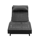 Gardeon Outdoor Wicker Sun Lounge - Black