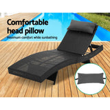 Gardeon Outdoor Wicker Sun Lounge - Black