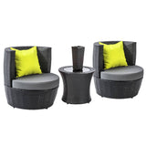 Gardeon 4 Piece PE Wicker Outdoor Set - Black