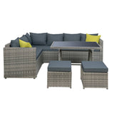 Gardeon Outdoor Furniture Patio Set Dining Sofa Table Chair Lounge Garden Wicker Grey