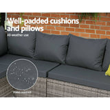 Gardeon Outdoor Furniture Patio Set Dining Sofa Table Chair Lounge Garden Wicker Grey