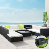 Gardeon 11PC Sofa Set with Storage Cover Outdoor Furniture Wicker