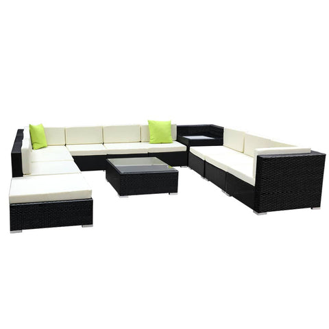 Gardeon 12PC Sofa Set with Storage Cover Outdoor Furniture Wicker