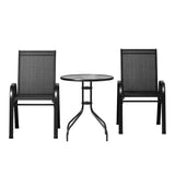 Gardeon Outdoor Furniture 3PC Table and chairs Stackable Bistro Set Patio Coffee