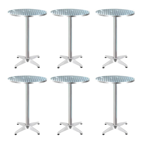 Gardeon 6pcs Outdoor Bar Table Furniture Adjustable Aluminium Cafe Table Round